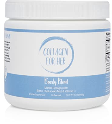Collagen For Her - Marine Collagen Beauty Blend - Hydrolyzed Collagen Protein Powder, Hyaluronic Acid, Biotin, Vitamin C | Hair, Skin, Nail Supplement for Women (30 Servings)