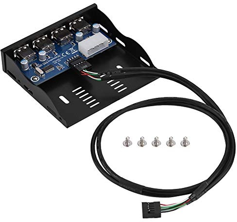 Diskett frontpanel, USB 2.0 diskett frontpanel 3,5 tum metallkonstruktion diskett fack 9 stift till 4 gränssnitt USB 2.0 HUB, Plug and play, överföra videor, musik, foton och datafiler med blixtsnabb