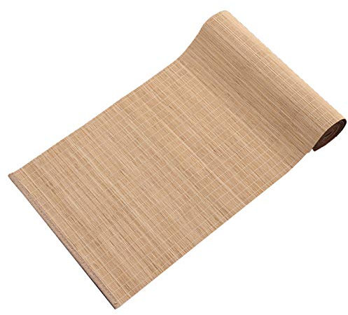 Camino DE Mesa De Bambú con Borde De Tela, Tapete De Té De Color Natural Simple, Mantel Individual De Aislamiento Antideslizante(Size:40×120cm)