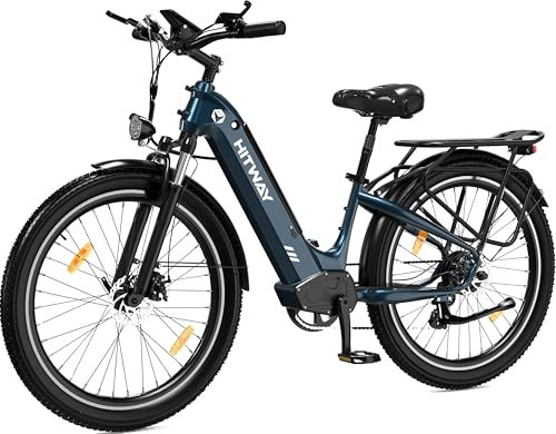 HITWAY E Bike 26X3.0 City Elektrofahrrad Pedelec, 250W City Cruiser E-Bike, 48V 18Ah austauschbarer Akku, max. Reichweite 55–80 km, 7 Gänge, Pendler-Elektrofahrrad für Erwachsene