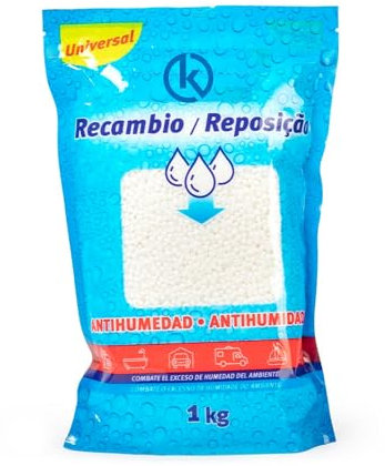KROWN - Recambio Antihumedad 1 kg, Absorbe Humedad, Deshumidificador Antihumedad Habitación, Atrapa Humedad Interior para Armarios, Cocina, Coche, Trasteros, Baños