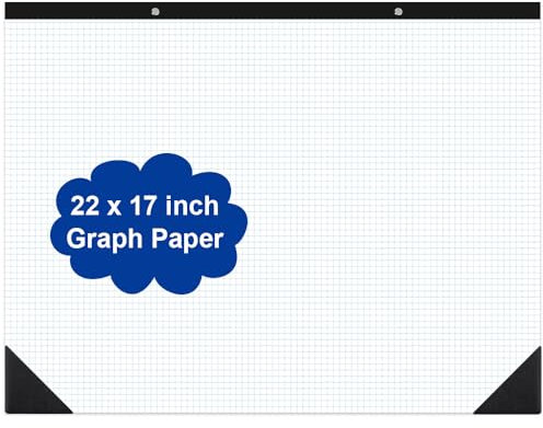 Large Engineering Graph Paper - 22 x 17 Grid Paper, 50 Sheets/100 Pages, 4x4 Blue Grid Paper Pad Giant Drafting Pad Sketching Graph Paper for Engineer Architect Designer Mathematician Draftsman