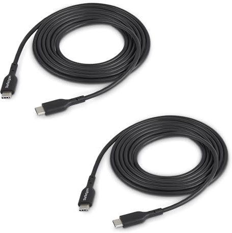StarTech Paquete de 2 Cables USB-C de Carga de 1m - Cable USB 2.0 Cargador para Portátiles - Cable USB Tipo C - PD 60W 3A - TPE