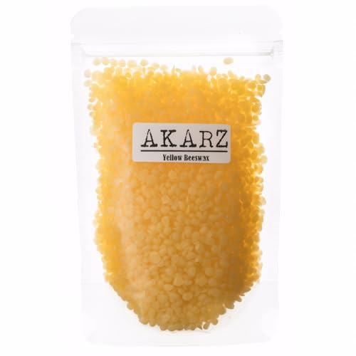 AKARZ 1000g Gult Bivax Pellets Storpack 1kg - 100% Naturliga Bivaxpastiller för Professionell Ljustillverkning & DIY-projekt - Trippelfiltrerat