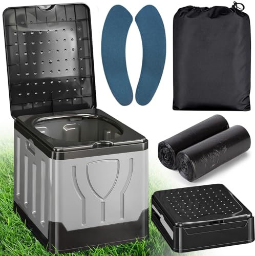 CIANBIFN Tragbares Klapptoiletten Set,Camping Toiletten,Mobile Toilettemax150kg Campingtoilette Faltbar,Tragbare Toilette für Draußen oder Drinnen,Camping WC,Toilettenbag+Aufbewahrungsbeutel32×28×30cm