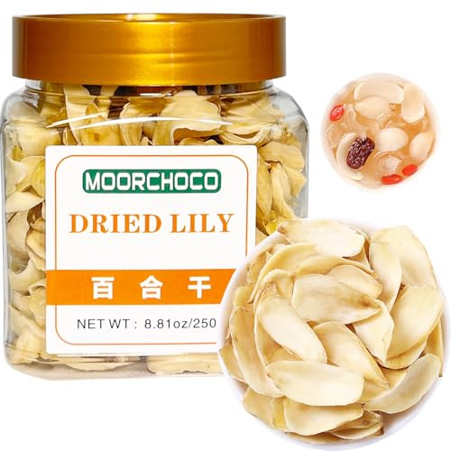 Dried Lily- Pure Natural Chinese Herbal Medicine-Dried Lily Bulbs 8.81oz/250g Used for making soup-Brewing tea- 百合干(Dried Lily)