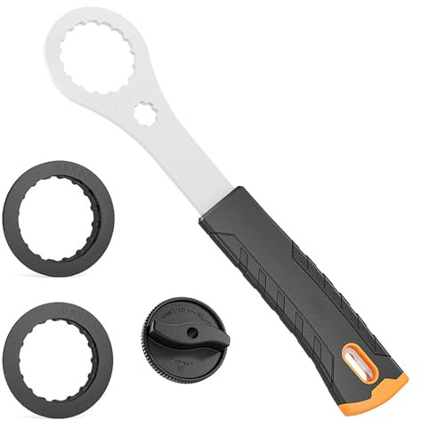 QingWing Cle Boitier Pedalier, Clef Pedalier Velo Comprend Deux Adaptateurs Un Cache Manivelle, Clé Centerlock Poignée en Acier Inoxydable avec Poignée Antidérapante, Réparation et Entretien de VéLos