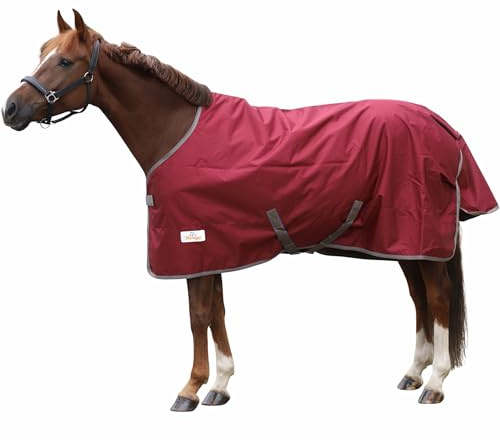 Marengos by Bucas - Weidedecke Freedom Turnout 600D – Winter- & Regendecke – wasserdichte Pferdedecke mit Innenfutter & Kreuzbegurtung – Weinrot/Dunkelblau – 145cm (50g/m² Füllung)