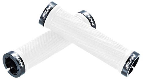 Funn Combat Mountain Bike Handlebar Grips with Double Lock On Clamp, Easy-to-fit and Durable Grips with 22 mm Inner Diameter, Diamond Shape Patterned Bicycle Grips for MTB/BMX (White)