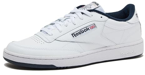 Reebok Club C 85 Mens Tennis Shoes, Casual Fashion White Sneakers for Men, Int-White/Navy, 11