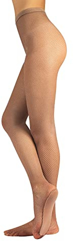 CALZITALY COLLANT FEMME MAILLE FILET CRÉE POUR LA DANSE | COLLANT PROFESSIONNEL RESILLE POUR LA DANSE | NATUREL, NOIR | TAILLES: XS/S | M/L | FABRIQUÉ EN ITALIE | (M/L, CUIVRE)