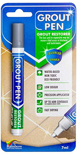 GROUT PEN - Restores & Protects Tile Grout in Bathrooms & Kitchens (Grey)