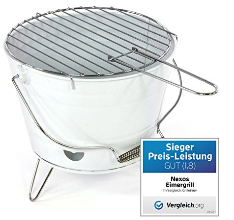 Nexos Eimergrill Minigrill Partygrill Grilleimer Picknick weiß Geschenkidee