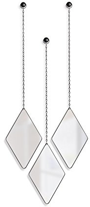 Umbra Dima 3-teiliger Wandspiegel und Wanddekoration, Metall, Schwarz, Rautenförmig