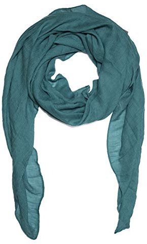 Kandharis leichter Sommerschal weiche Schal Halstuch Tuch für Damen XXL Einfarbig Pastelltöne Baumwolle Viskose WS-72 16- Petrol
