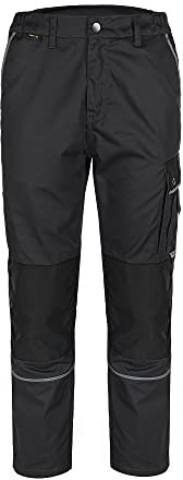 TMG | Leichte Arbeitshose für Herren, lang, ideal für Sommer, Schwarze Cargohose mit Kniepolster, mit Taschen | Gr. 58