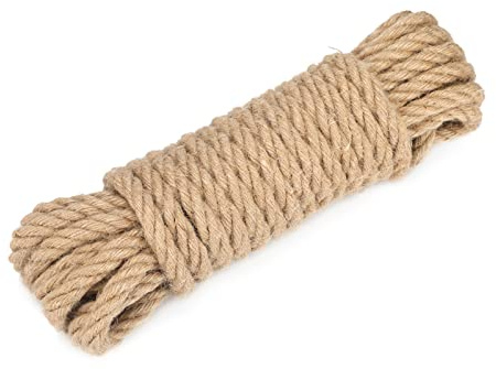 jijAcraft Jute Rope 4/7 inch, 33 Feet x 14mm Thick Jute Rope, Nautical Rope, Heavy Duty Strong Jute Twine, Natural Thick Twine Rope for Crafts, Cat Scratching Post, Bundling, Hanging, Decorative