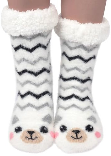 Blu Ninfee Hüttensocken Kuschelsocken Damen 35-38, Wintersocken Stoppersocken Thermosocken Flauschige Socken, Gefütterte Haussocken Rutschsichere Bettsocken für Frauen und Mädchen