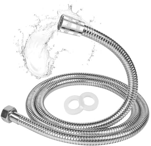 Duschschlauch 2M, Flexibler Edelstahl Brauseschlauch Verdrehschutz Universal Brauseschlauch, Shower Hose mit 2 Dichtungen, Chrom Universal G1/2 Zoll Schnittstelle, Duschschläuche für Handbrause