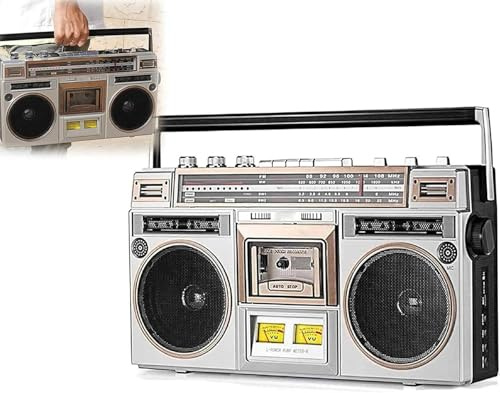 Retro kassett CD-bandspelare – klassisk 80-talsstil med FM- och DAB+-radio – perfekt för familjer, skolor, vintage restauranger