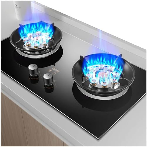 Cuisinière À Gaz, Cuisinière À Gaz À 2 Brûleurs, Cuisinière À Gaz en Verre Trempé, Cuisinière À Flamme Réglable À Double Brûleur, Cuisinière À Gaz À Double Brûleur avec Fonction De Minuterie(NG)