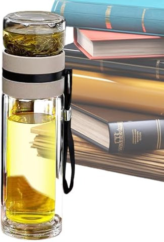 Tea Infuser Water Bottle - Glass Bottle, Tea Infuser Cup | Leakproof Portable Travel Tea Cup for Loose Tea and Fruit Water Eco-Friendly Bottle for Offices, Gym and Outdoor Adventures