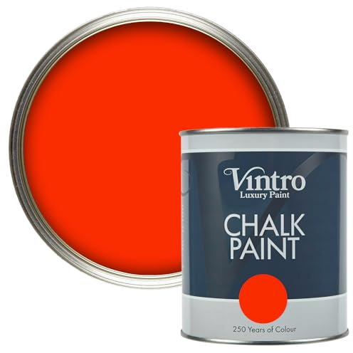 Vintro Paint - Chalk Paint for Furniture, Walls and Woodwork. Interior Use. Quick Dry. 1 Litre (Bright Red - Racing Red)