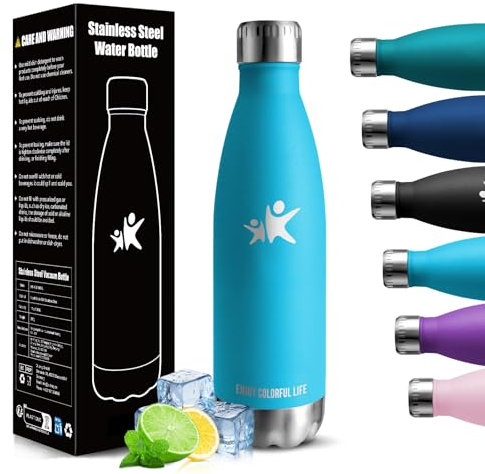 HoneyHolly Botella Termica - 500ML - Botella agua Acero Inoxidable, Termo con pared Doble Aislamient, de Fugas, Cantimplora Termica para Niños, Deportiva, Gym - Conserva 12 Horas Caliente, 24 frio