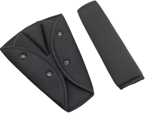 HUAZEXINX 2 Pcs Universal Car Seat Belt Pads & Child Seatbelt Adjuster – Kids Car Safety Cover, Harness Strap Pad, Car Safety Belt Cushion, Child Safety Belt Cover & Seat Belt Protector​ (Black)