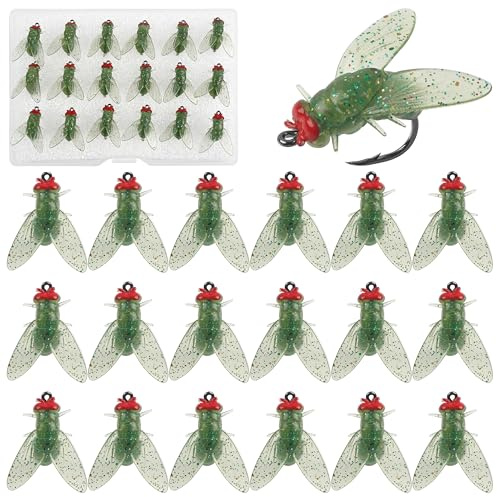 Bionic Fly Fishing Bait, 18pcs Trout Jig Swimbait Dry Flies Bass Fly Fishing Lures Kit Panfish Lure Fly Fishing Hook Artificial Soft Bait for Freshwater Saltwater
