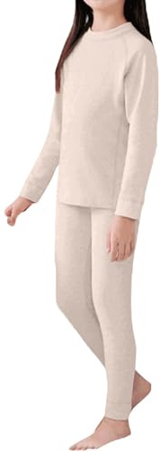 Thermounterwäsche Kinder Unisex Merinowolle Thermoset für Jungen Mädchen Baby Winter Herbst Warm Bequem Skiunterwäsche Herfstondergoedset Gymnastikanzug Trainingsanzug (Khaki, 13-14 Years)