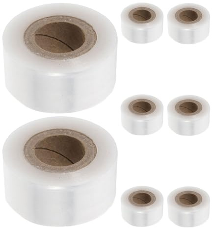 Lurrose Nastro per Innesto Estensibile in PE 30mm X 100m, Set 8 Pezzi Trasparente per Piante da Frutto, Fiori e Ornamentali, Film Protettivo Autoadesivo per Giardinaggio e Vivaismo,