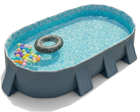 YYW Foldable Family Pool for Kids & Adults - Portable Large Kiddie Swimming Pool for Indoor/Outdoor Garden Backyard Summer Parties (Cloud Ink Gray, 115)