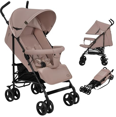 LIONELO Elia Lätt Barnvagn 6 kg (6 mån–3 år), Hopfällbar och Resevänlig | EVA-hjul med Fjädring, 4-positions Liggläge & Justerbart Fotstöd, XXL Sufflett med Myggnät, upp till 15 kg