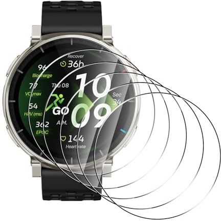 Natbok [5 st härdat glas för Amazfit Active 3/3 Premium 45 mm, bubbelfritt reptåligt skärmskydd för Amazfit Active 3 HD genomskinligt glas, lätt att installera