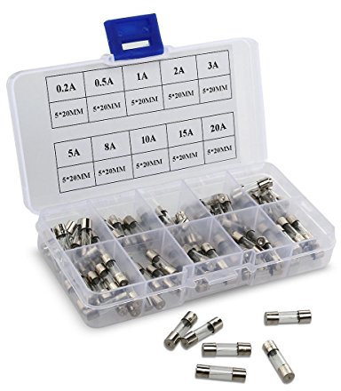 DollaTek 10Value 100Pcs 5x20mm Fast-blow Glass Fuses Quick Blow Car Glass Tube Fuses Assorted Kit Amp 0.2A, 0.5A,1A,2A,3A,5A,8A,10A,15A,20A for Protecting Eectrical Euipment