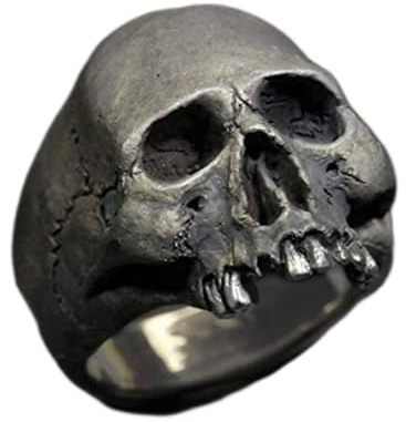SONGK Anello Vintage in Lega di Zinco con Teschio Color Argento Anello da Uomo con Teschio Biker Rock Roll Anello di Gioielli Punk Gotico