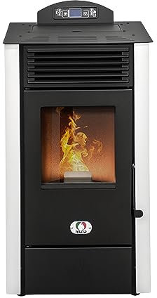 STUFE A PELLET ITALIA California 10 KW | Pelletöfen Effizienz 90% Heizt 80m² Autonomie 20 Std. Programmierbar 5 Geschwindigkeiten und Leistungsstufen Kompaktes Design 24 Monate Garantie Weiß