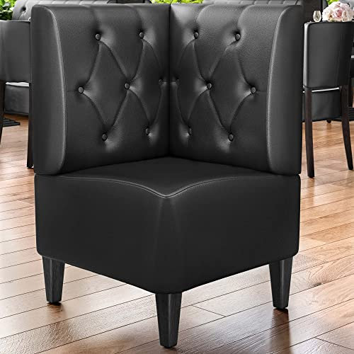 GGMMÖBEL Miami | Gastro Eckbank | B:H 64 x 103 cm | Schwarz | Chesterfield Raute | Leder | Bistro Eckbank