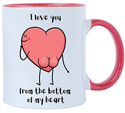 LimaLima I Love You from The Bottom of My Heart Novelty Tea & Coffee Mug for Men & Women. Perfect for Birthday, Valentine's, Christmas & Anniversary