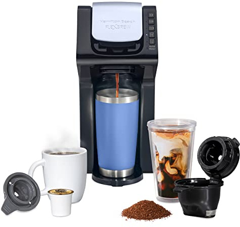 Hamilton Beach Gen 4 FlexBrew Single-Serve Hot & Iced Coffee Maker with Removable Reservoir, Compatible with Pod Packs and Grounds, 50 oz, 4 Fast Brewing Options, Black
