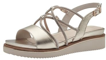 Tamaris Damen Plateau Sandalen Leder Sommer; LIGHT GOLD/metallic; 36 EU
