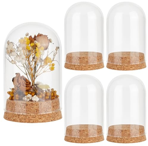 PandaHall 4pcs Glass Display Dome Cloche Bell Jar with Cork Small Glass Bottle Dome Decorative Jar Cloche Display Case for Flower Storage Home Christmas Party Favor Decoration 2.3x3.9inch