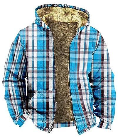 Strickjacke Herren Karierte Jacke Herren Mantel Herren Winter Softshelljacke Kinder Wanderjacke Herren Wasserdicht Atmungsaktiv Strickmantel Jacke Winter Herren Fahrradmantel 26 Zoll (Blau, 5Xl)
