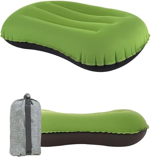 Rantizon Ultralight Camping Pillow Compressible Ergonomic Inflatable Travel Pillow with Storage Bag for Neck & Lumbar Support for Hiking Camping 3.5 oz Green Small Pillow 2 Count (Pack of 1)