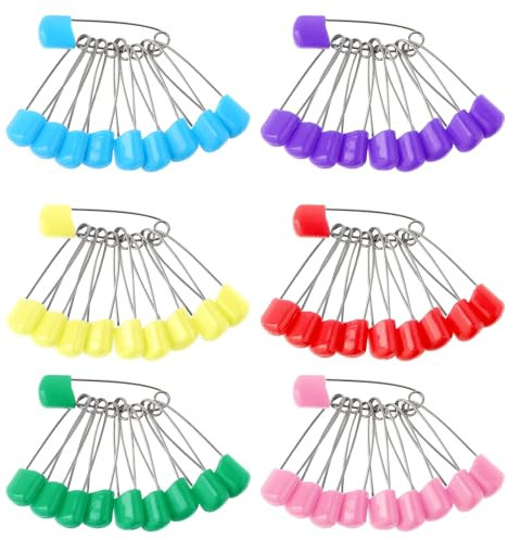 60 Stück Sicherheitsnadeln Edelstahl Windel Stifte Bunt Sicherheitsnadeln Groß Zoll Kunststoff Verriegeln Verschluss