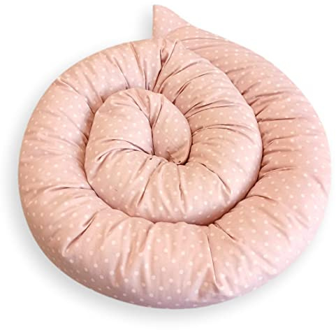 Bebeloo Dragluftstopp, tryckstopp, vindstopp för dörrar och fönster, drag för dörrorm, dörrrulle, bomullstyg (rosa prickar, 80 cm)