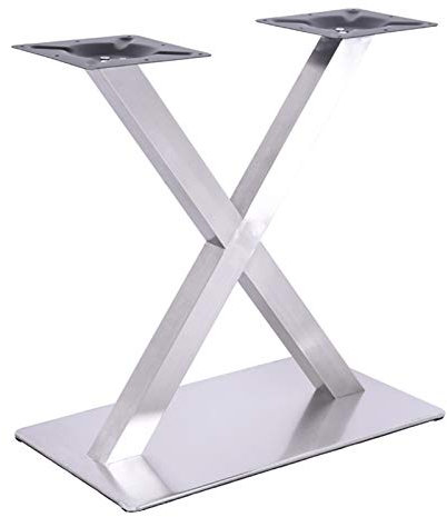 ERnonde X Tischbeine, Tischgestell Tischbeine Silber Edelstahl Untergestell, Tischkufen Tisch-Gestell, Edelstahl gebürstet Modell Tischkufen Tisch Gestell Tischgestell 72 cm X-Form