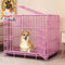 PJDDP Faltbare Hundebox, Metall-Hundekäfig, Kleine 59,9 cm Große Hundehütte Mit Doppeltür, Tiertrennungskäfig, Haustierbox Mit Tablett,Rosa