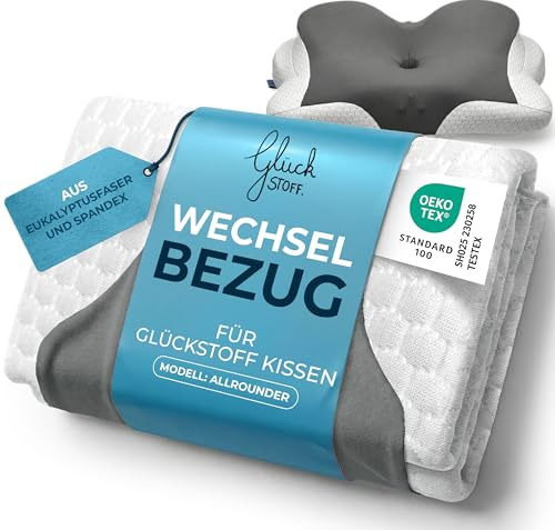 Glückstoff® Federa per Cuscino Ergonomico [CON EFFETTO RINFRESCANTE E CALDO] in Fibra di Bambù e Spandex | Morbido & Confortevole | Copricuscino di Ricambio | Grigio | Versione: Allrounder